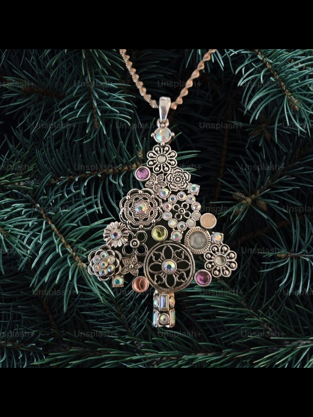Premier Design Multicolor Modern Holiday Tree Pendant Necklace - Women Jewelry.
